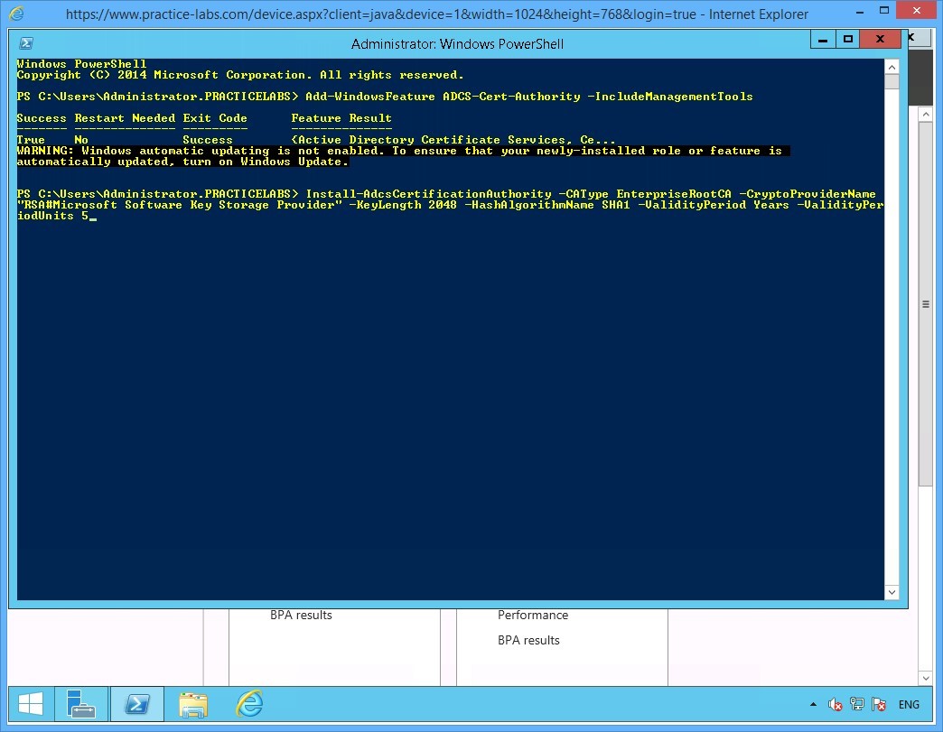 Practice Labs screenshot.